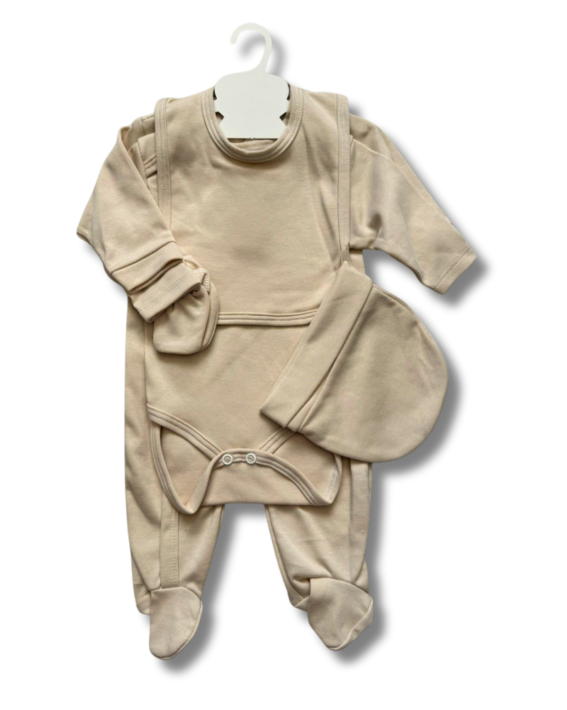 Tenue de naissance 5pcs personnalisée - Beige