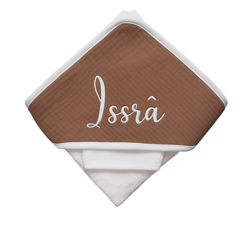 Cape de bain personnalisée - Gaze de coton cacao