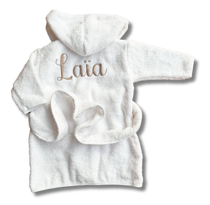 Peignoir 0-6 mois personnalisé - Eponge blanc