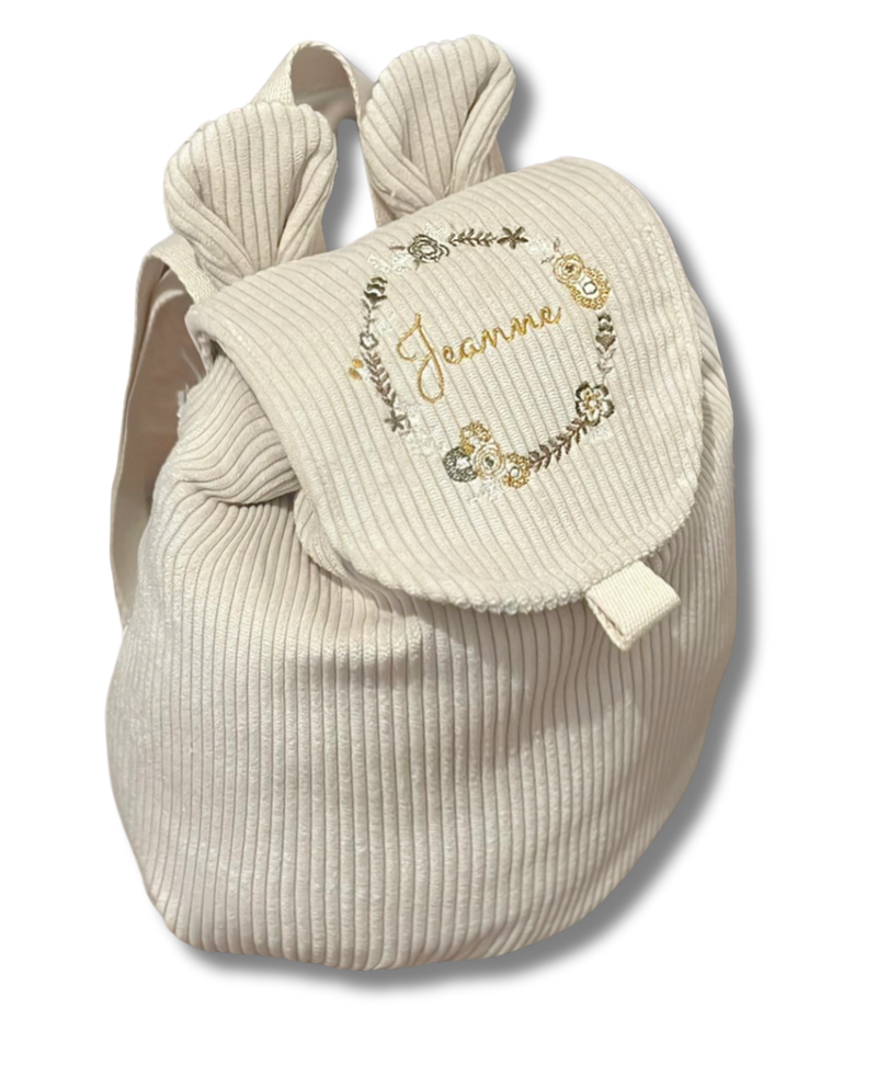 Sac à dos velours personnalisé - Beige