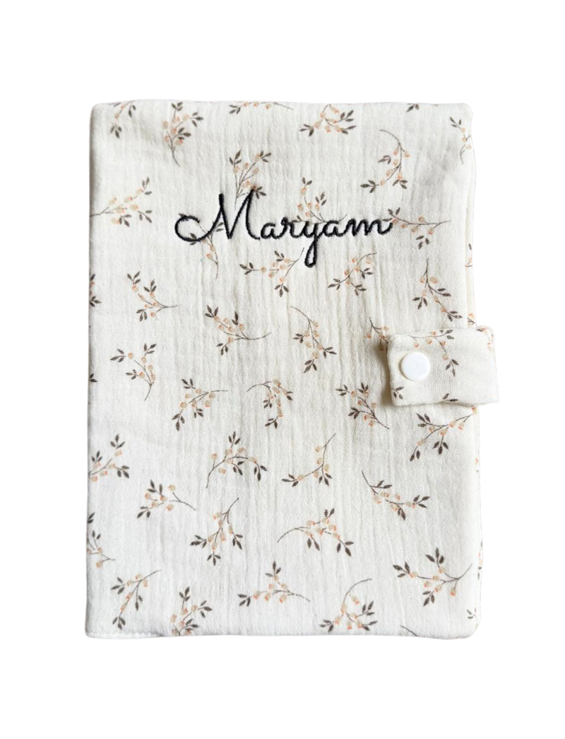 Protège carnet de santé personnalisé - Gaze de coton Brindille