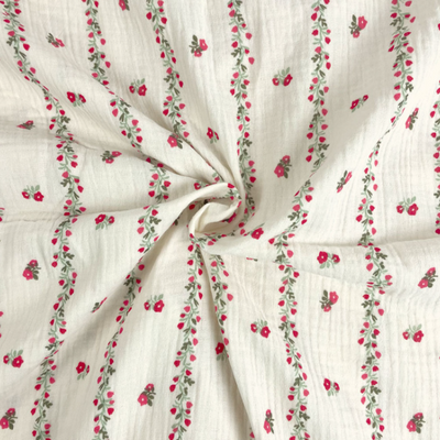 Tissu Fleurs vermillon
