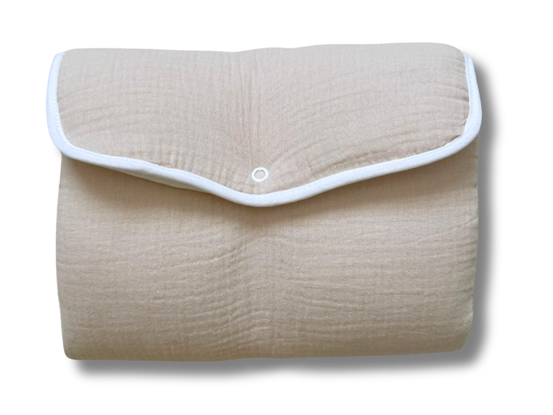 Tapis à langer nomade - Gaze de coton beige