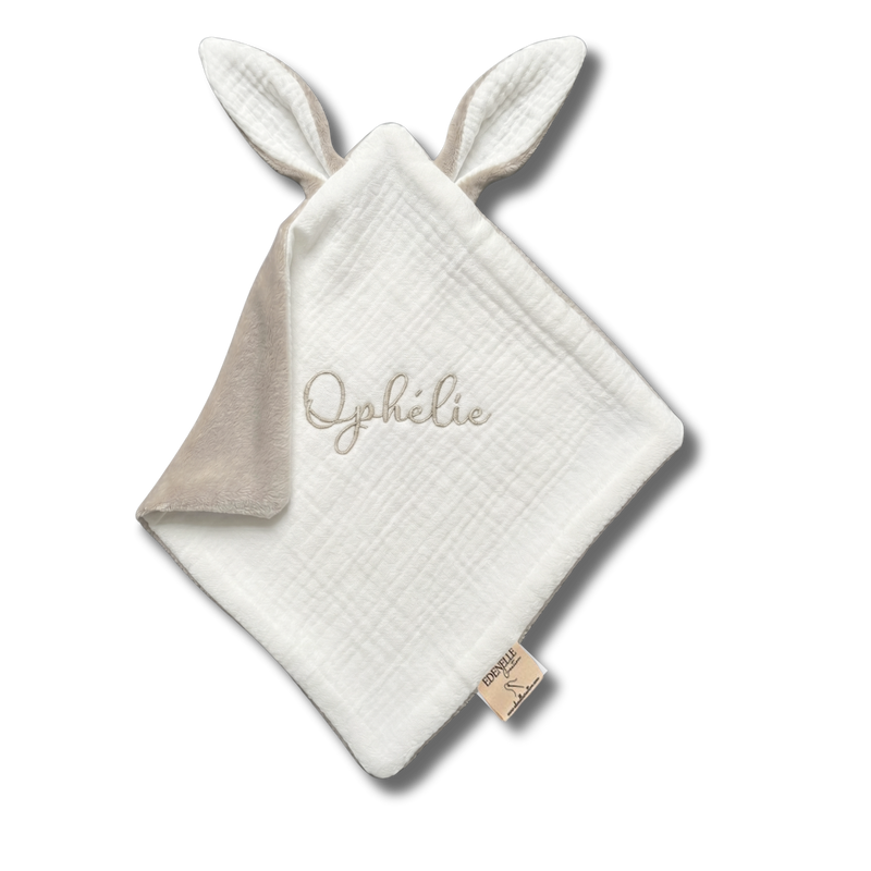 Doudou Douillette Ecru et Beige personnalisé