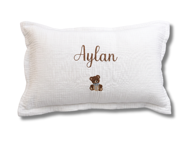 Coussin gaze de coton personnalisé - Ecru
