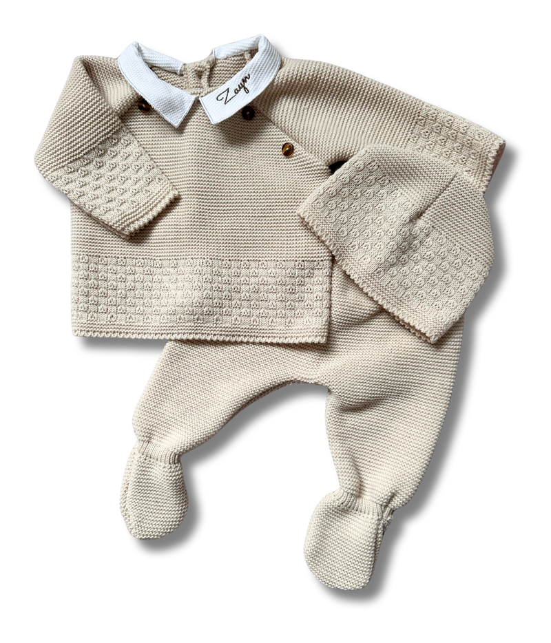 Tenue pull en maille personnalisée - Beige