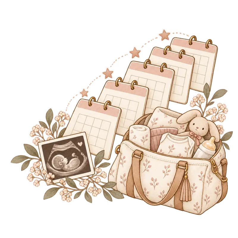 Calendrier de préparation et sac de maternité