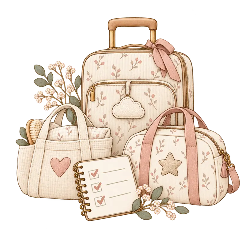 La valise et les trois sacs de maternité