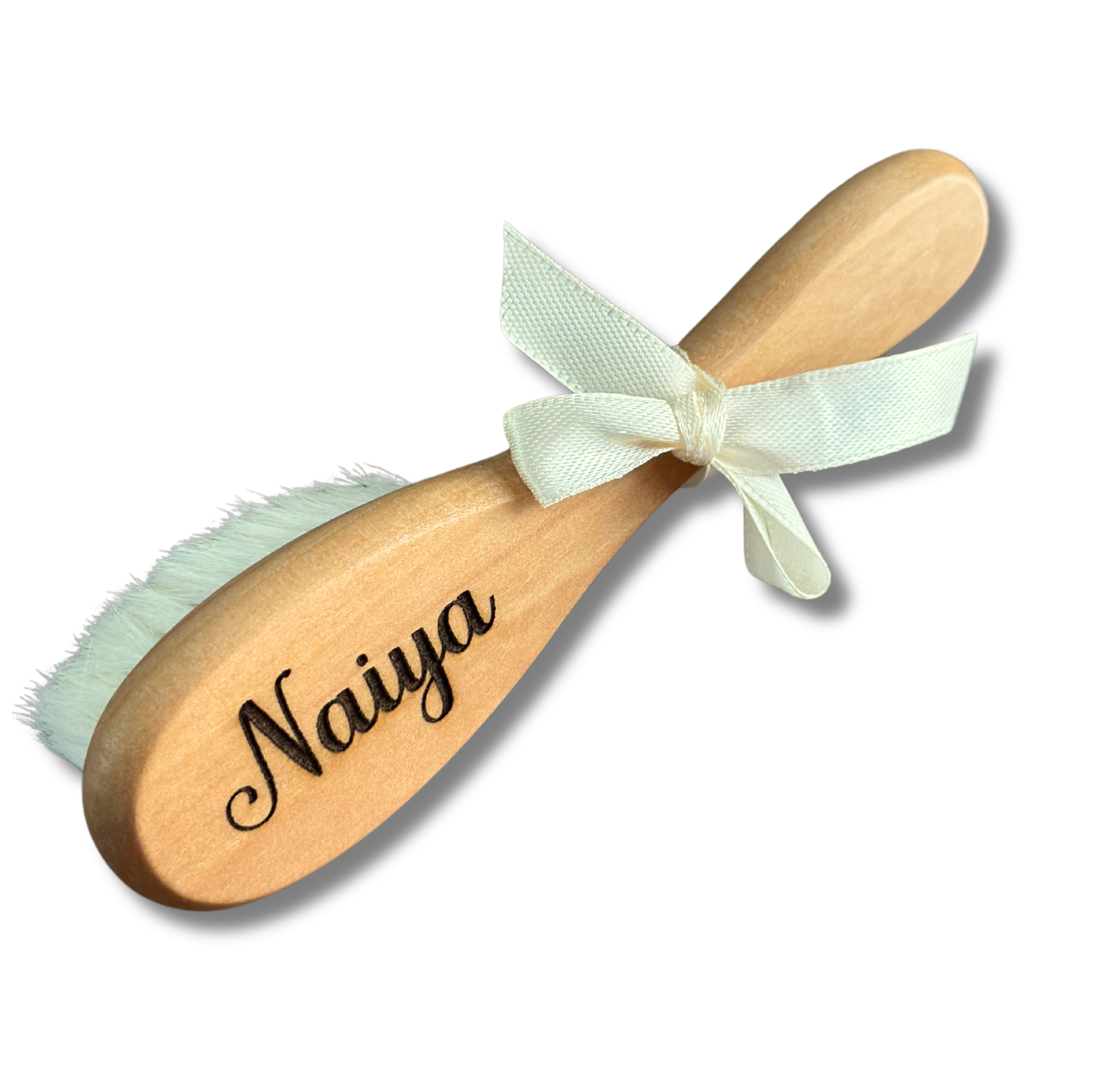 Brosse en bois bébé gravée brodé personnalisé au prénom de bébé — Edenelle Création