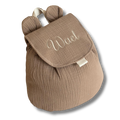 Sac à dos personnalisé - Cacao brodé personnalisé au prénom de bébé — Edenelle Création