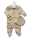 Tenue de naissance 5pcs personnalisée - Beige brodé personnalisé au prénom de bébé — Edenelle Créatio