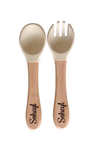 Couverts gravés personnalisés - Beige