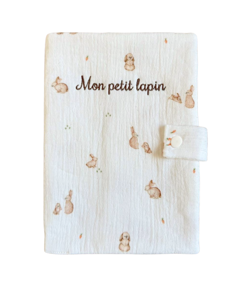 Protège carnet de santé personnalisé - Gaze de coton Lapinou