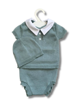 Ensemble bébé court - Vert brodé personnalisé au prénom de bébé — Edenelle Création