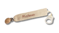 Attache tétine personnalisé - Beige brodé personnalisé au prénom de bébé — Edenelle Création