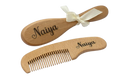 Duo brosse & peigne en bois gravés brodé personnalisé au prénom de bébé — Edenelle Création