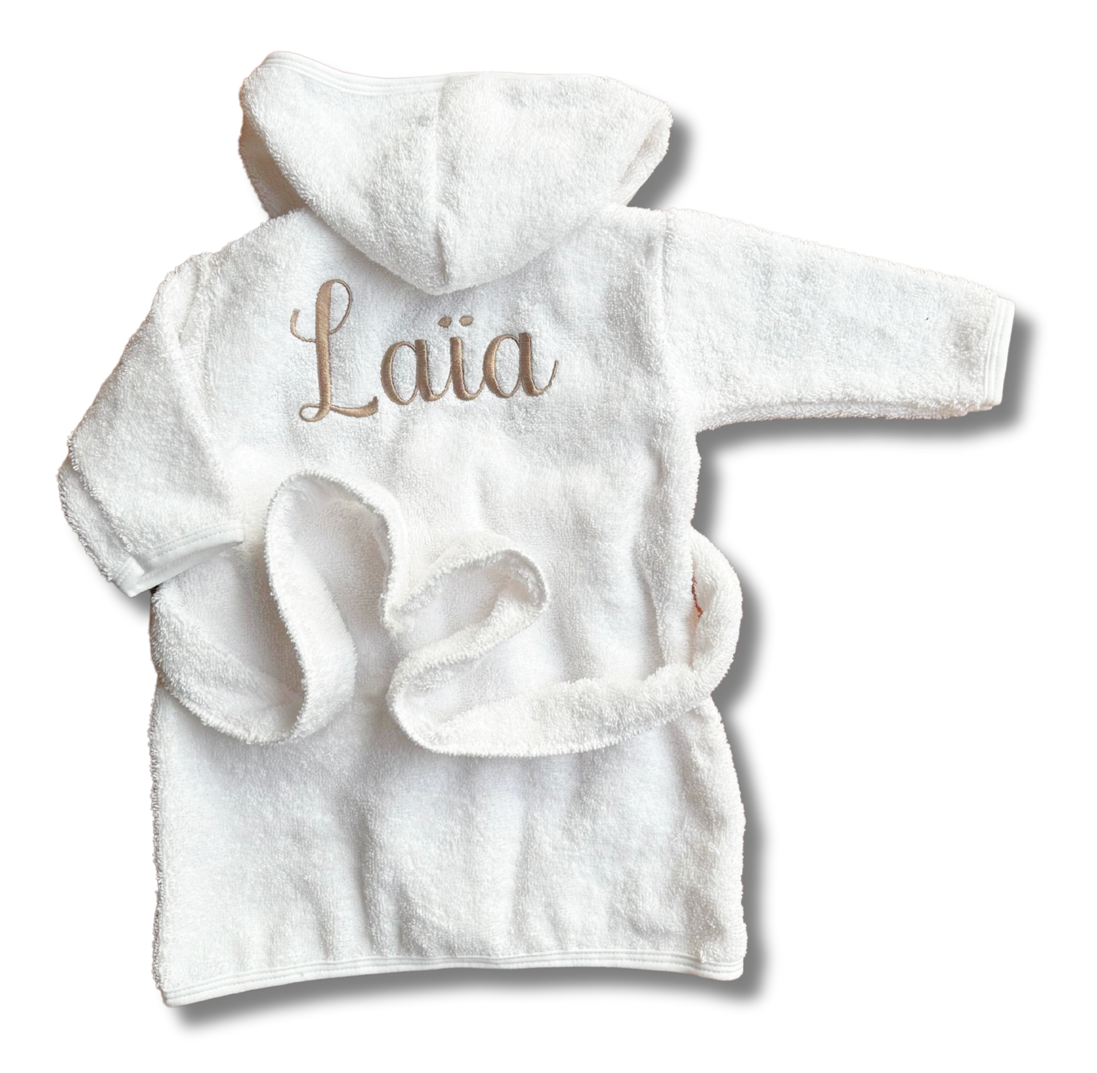Peignoir 0-6 mois personnalisé - Eponge blanc brodé personnalisé au prénom de bébé — Edenelle Créatio