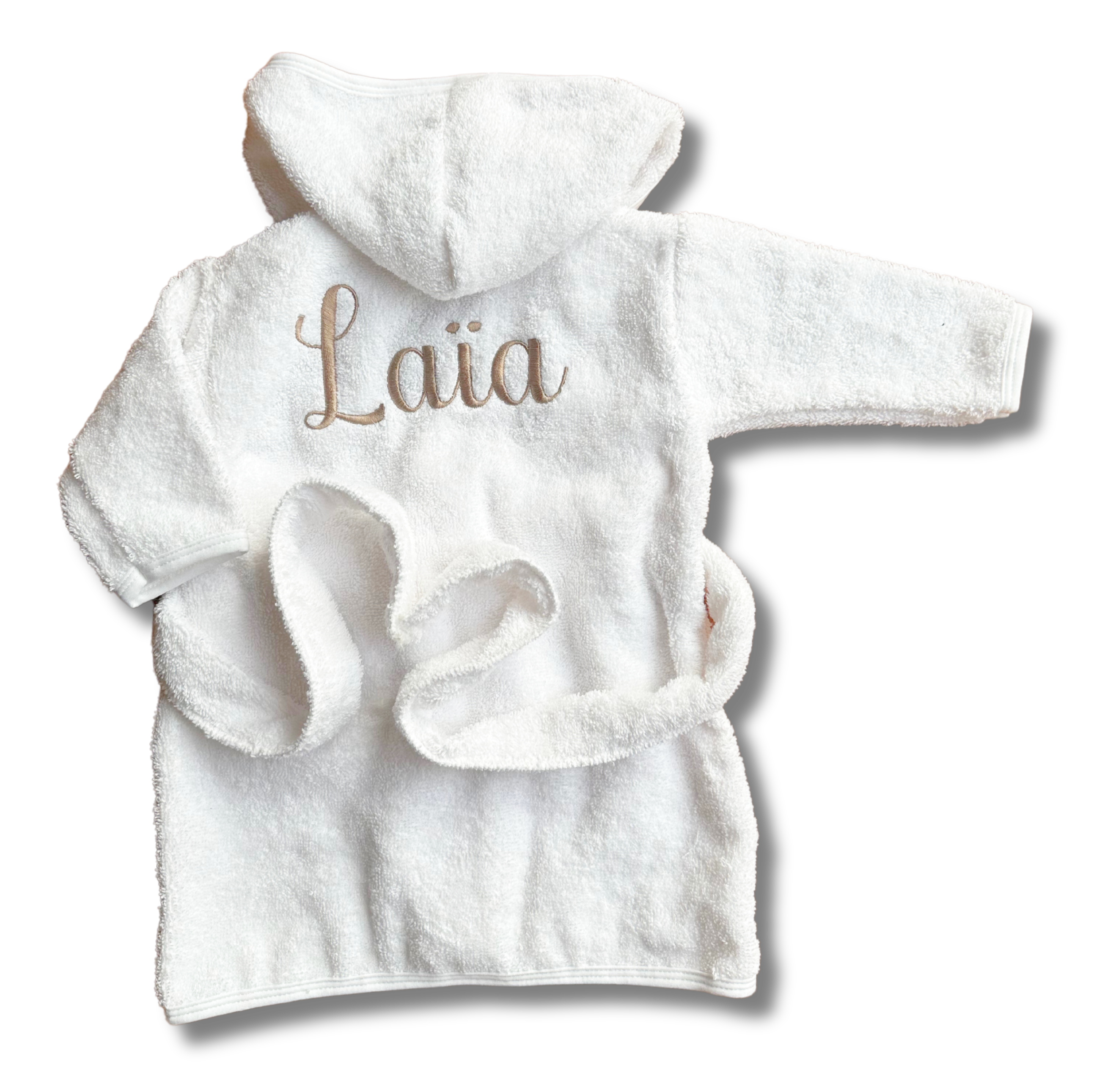 Peignoir 0-6 mois personnalisé - Eponge blanc brodé personnalisé au prénom de bébé — Edenelle Créatio