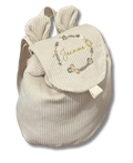 Sac à dos velours personnalisé - Beige brodé personnalisé au prénom de bébé — Edenelle Création