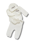 Tenue brassière maille 4pcs blanc personnalisée brodé personnalisé au prénom de bébé — Edenelle Créati