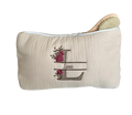 Trousse gaze de coton personnalisée - Beige brodé personnalisé au prénom de bébé — Edenelle Création