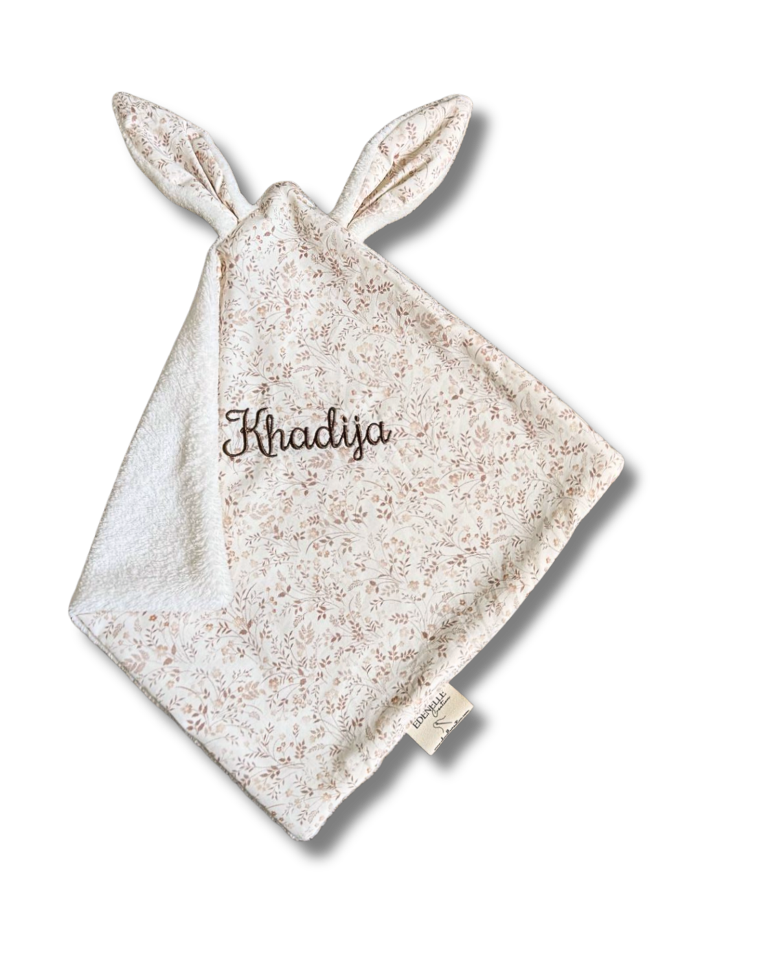Doudou Flowers personnalisé brodé personnalisé au prénom de bébé — Edenelle Création