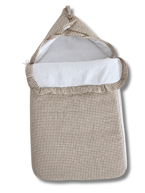 Chancelière coton vichy brodée et personnalisée – Edenelle création