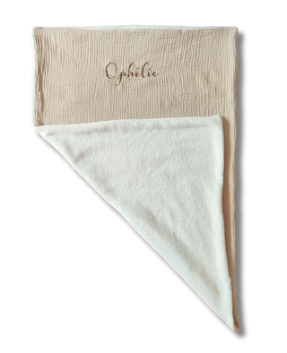 Couverture Douillette Beige/Ecru personnalisée