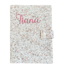 Protège carnet de santé personnalisé - Gaze de coton Flowers brodé personnalisé au prénom de bébé — Eden