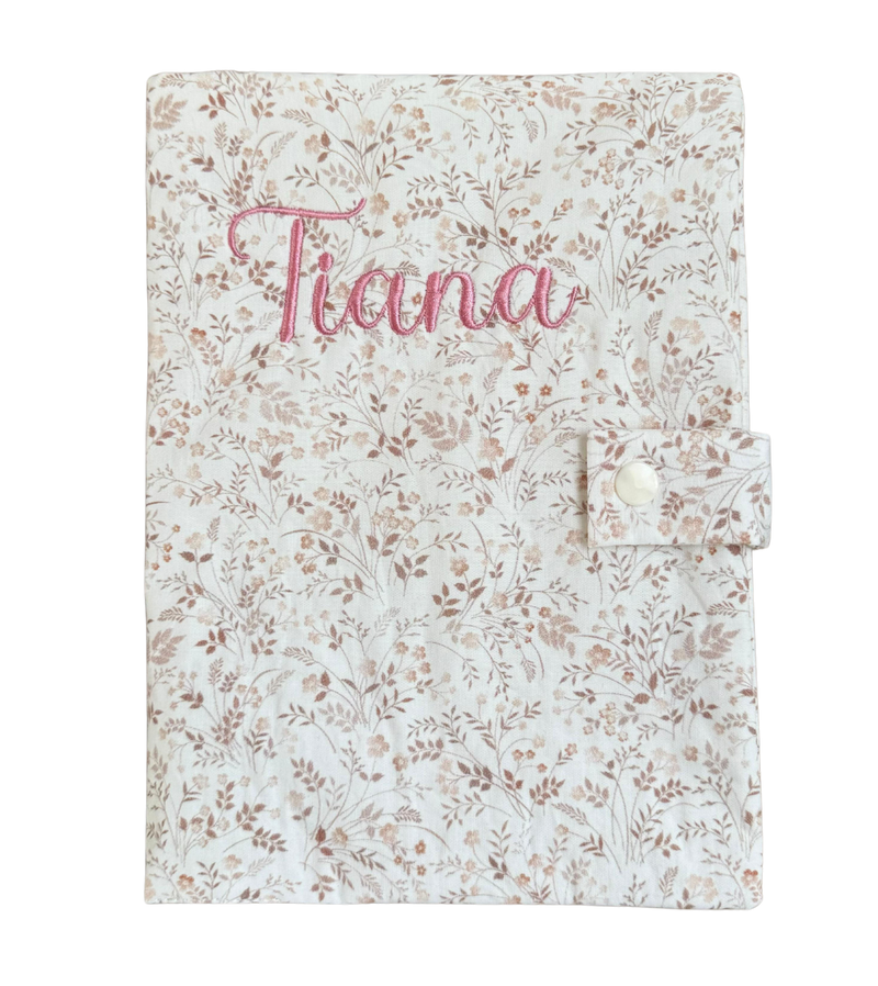 Protège carnet de santé personnalisé - Gaze de coton Flowers