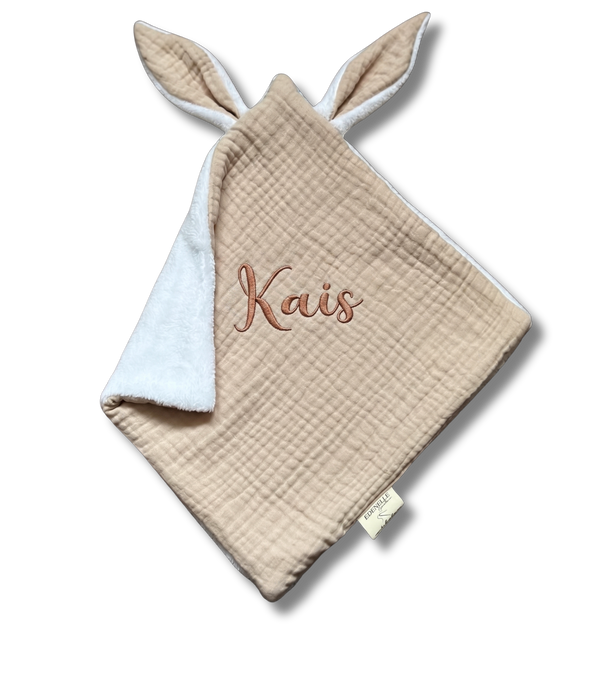 Doudou Douillette Beige et Blanc personnalisé