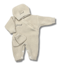 Tenue combi maille 3pcs personnalisée - Beige brodé personnalisé au prénom de bébé — Edenelle Création