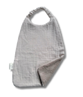 Bavoir de cantine personnalisé - Eponge et gaze de coton beige brodé personnalisé au prénom de bébé —