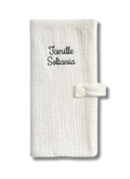 Protège livret de famille personnalisé - Gaze de coton écru brodé personnalisé au prénom de bébé — Ed