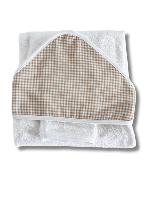 Cape de bain brodée et personnalisée coton vichy – Edenelle création