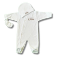 Tenue de naissance 3pcs personnalisée - Coton blanc brodé personnalisé au prénom de bébé — Edenelle Cr