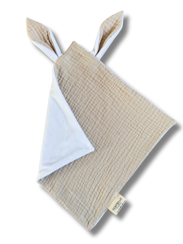 Doudou Nicky Beige et Blanc personnalisé
