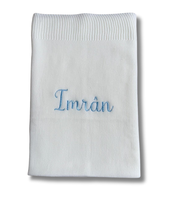 Couverture maille personnalisée - Blanc