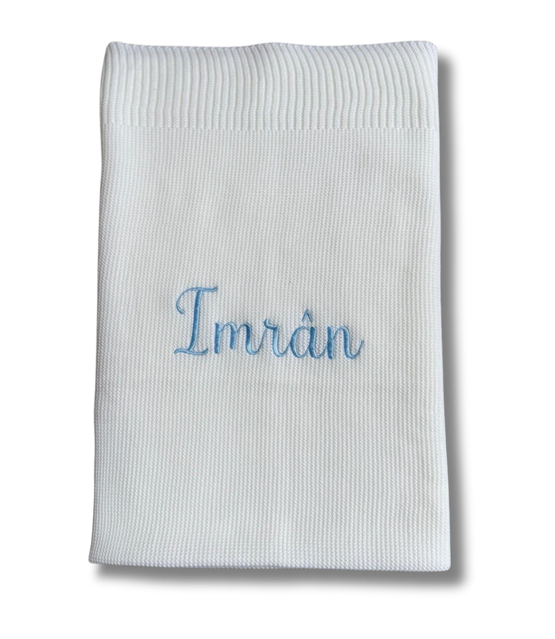 Couverture maille personnalisée - Blanc