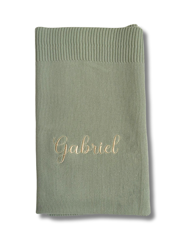 Couverture maille personnalisée - vert sauge