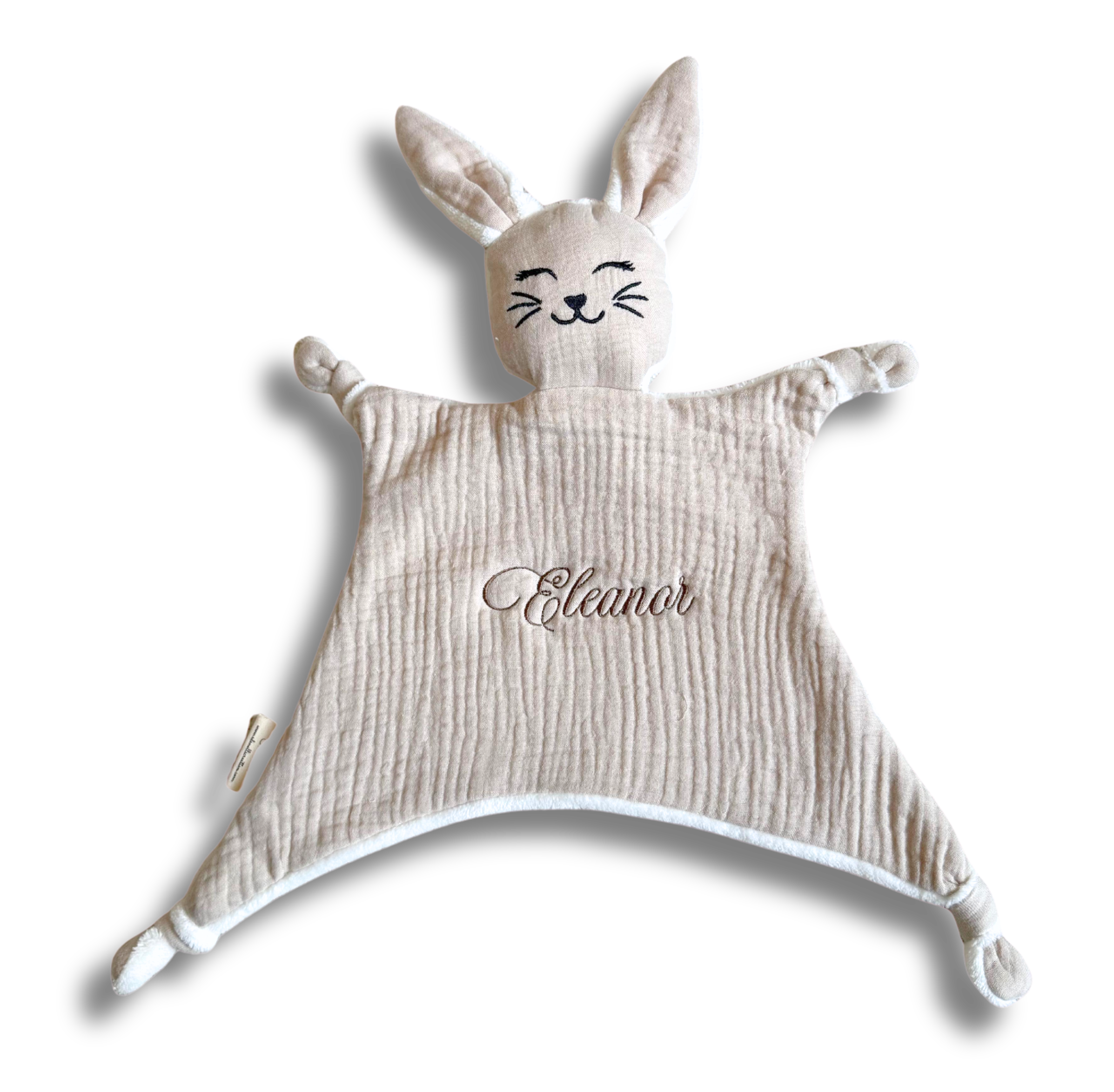 Doudou Signature personnalisé - Beige brodé personnalisé au prénom de bébé — Edenelle Création