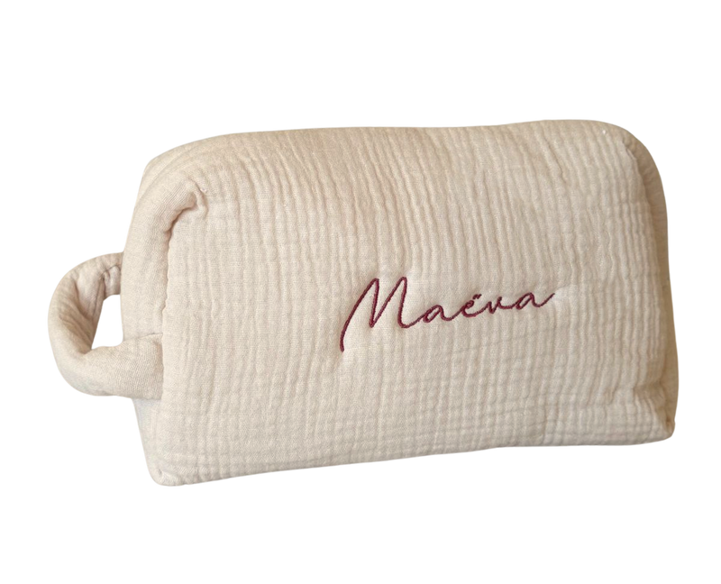 Trousse gaze de coton personnalisée  2 - Beige