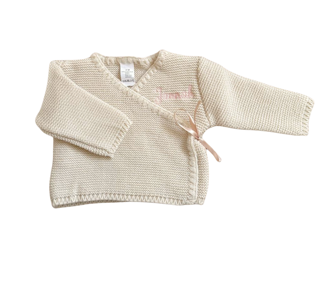 Brassière maille personnalisée - Beige brodé personnalisé au prénom de bébé — Edenelle Création