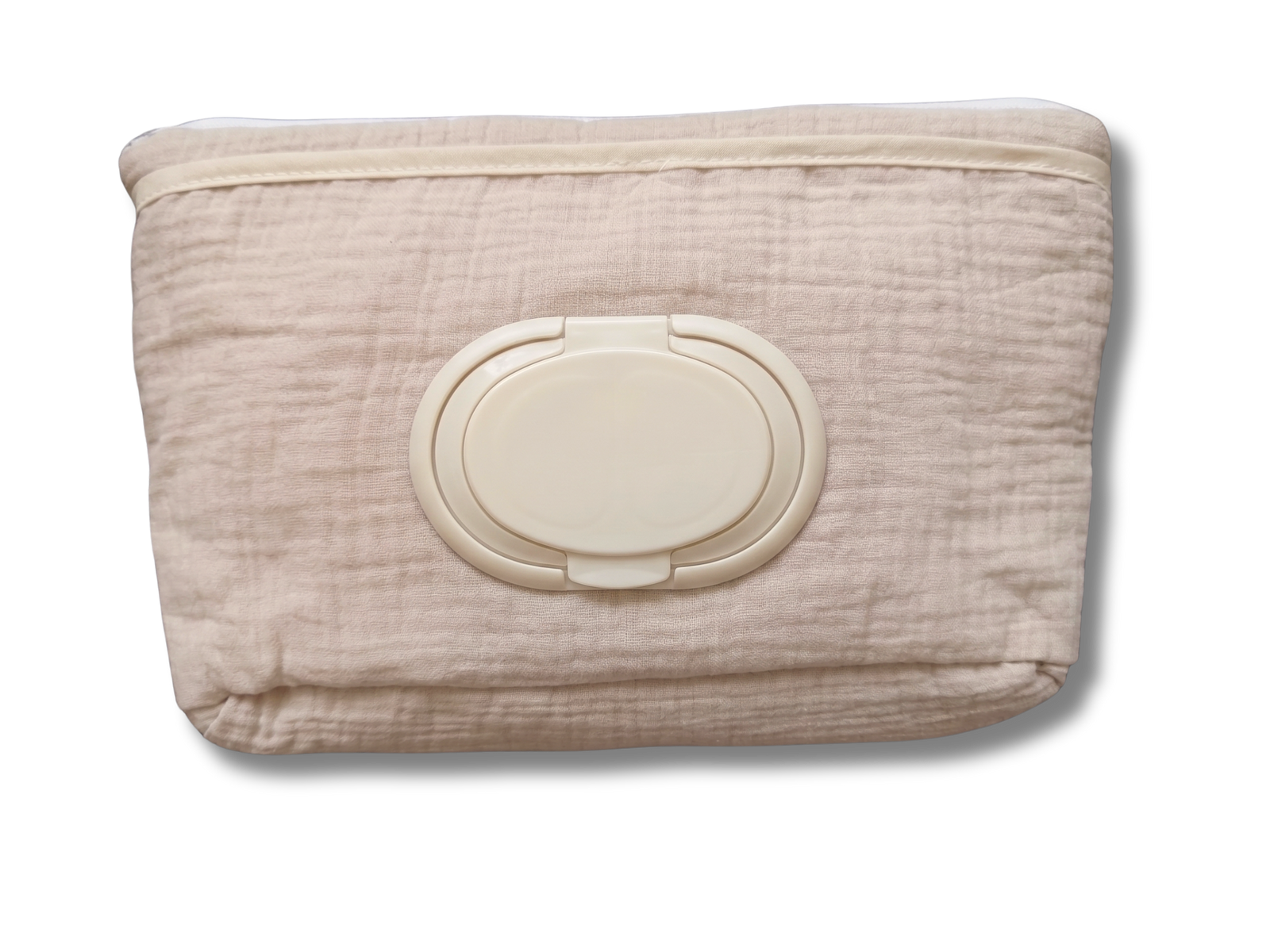 Trousse à lingettes nomade  - Gaze de coton beige brodé personnalisé au prénom de bébé — Edenelle Cré