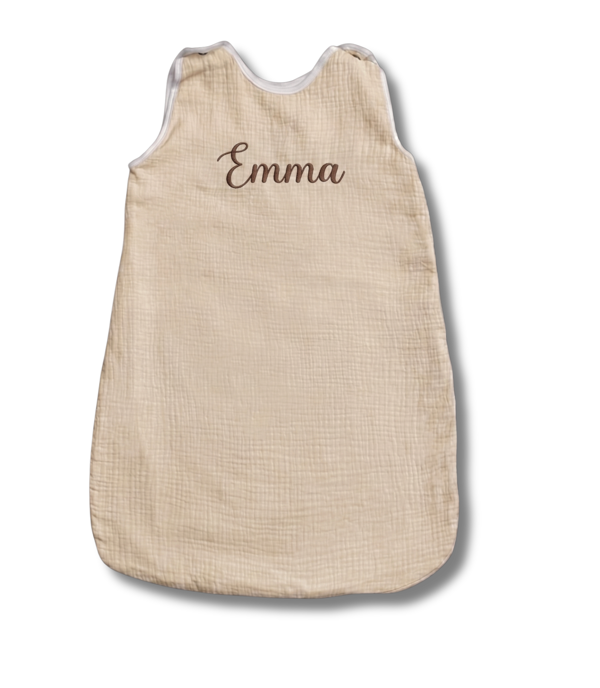 Gigoteuse légère  personnalisée - Beige clair brodé personnalisé au prénom de bébé — Edenelle Création