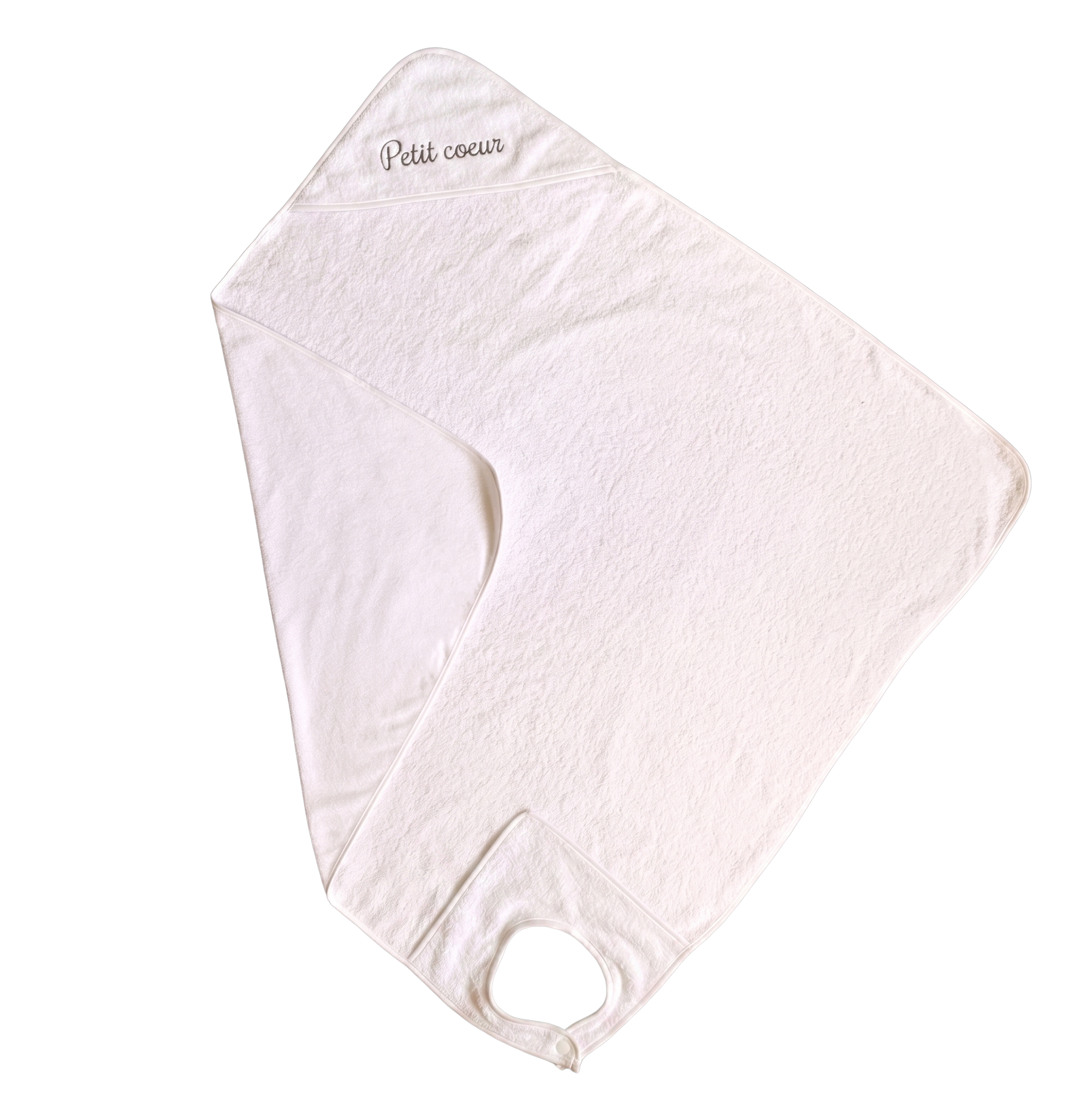 Tablier de bain personnalisé - Eponge blanc brodé personnalisé au prénom de bébé — Edenelle Création