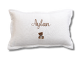 Coussin gaze de coton personnalisé - Ecru brodé personnalisé au prénom de bébé — Edenelle Création