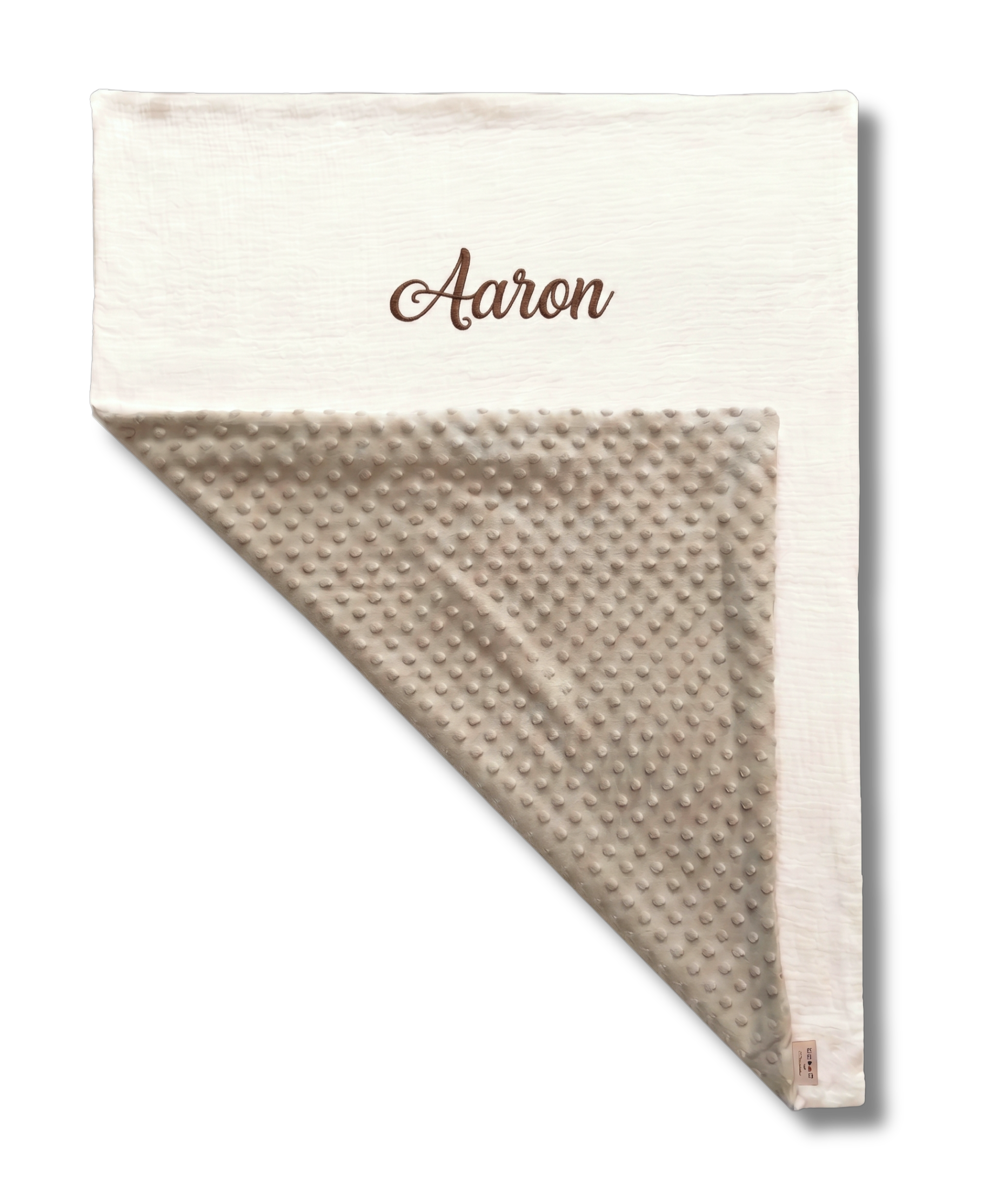 Couverture Douceur Ecru/Beige personnalisée brodé personnalisé au prénom de bébé — Edenelle Création