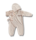 Tenue maille coton 3 pcs personnalisée - Beige brodé personnalisé au prénom de bébé — Edenelle Créatio