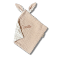 Doudou Douceur Beige personnalisé brodé personnalisé au prénom de bébé — Edenelle Création